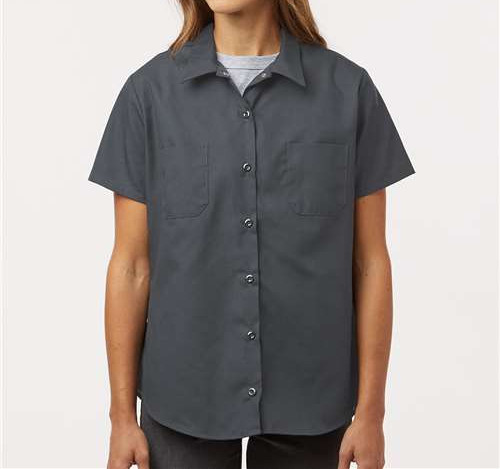 Women'S Industrial Short Sleeve Work Shirt in Dark Charcoal