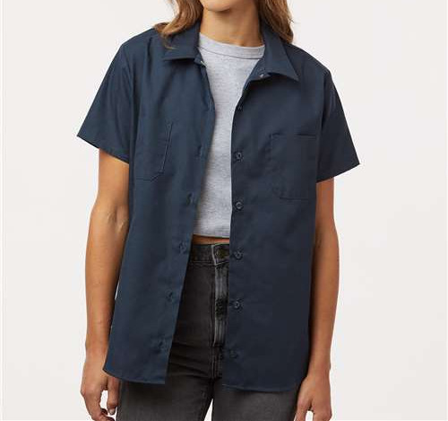 Women'S Industrial Short Sleeve Work Shirt in Dark Navy