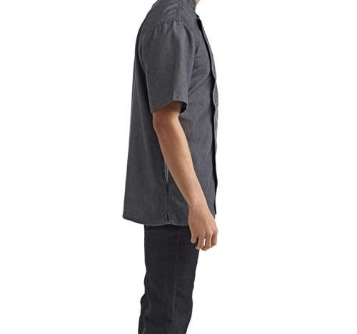 Unisex Zip-Close Short Sleeve Chef'S Coat in Black Denim