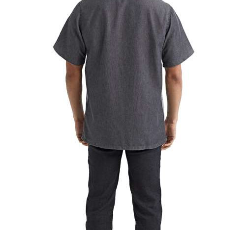 Unisex Zip-Close Short Sleeve Chef'S Coat in Black Denim