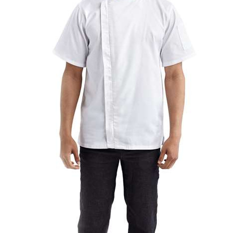 Unisex Zip-Close Short Sleeve Chef'S Coat in White