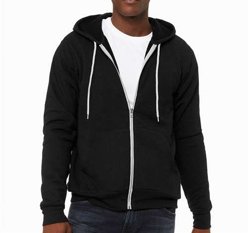 Unisex Sponge Fleece Full-Zip Hoodie Sweatshirt in Black Heather