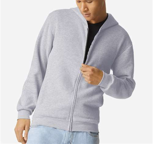 Unisex Reflex Fleece Full-Zip Hoodie Sweatshirt in Heather Grey